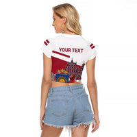Personalized Riga Town Hall Square Latvia Raglan Cropped T Shirt Coat of Arms