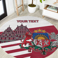 Personalized Riga Town Hall Square Latvia Round Carpet Coat of Arms