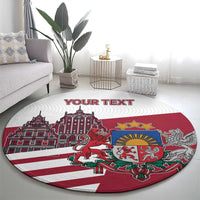 Personalized Riga Town Hall Square Latvia Round Carpet Coat of Arms