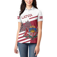 Personalized Riga Town Hall Square Latvia Women Polo Shirt Coat of Arms