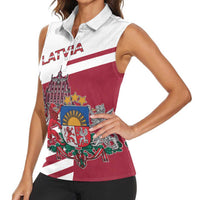 Personalized Riga Town Hall Square Latvia Women Sleeveless Polo Shirt Coat of Arms