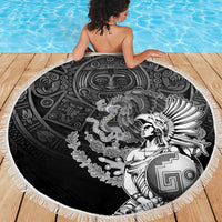 Mexico Aztec Warrior Beach Blanket Huitzilopochtli With Aztec Calendar