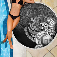 Mexico Aztec Warrior Beach Blanket Huitzilopochtli With Aztec Calendar