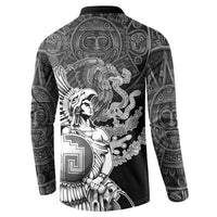 Mexico Aztec Warrior Button Sweatshirt Huitzilopochtli With Aztec Calendar