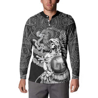 Mexico Aztec Warrior Button Sweatshirt Huitzilopochtli With Aztec Calendar