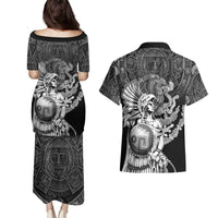 Mexico Aztec Warrior Couples Matching Puletasi and Hawaiian Shirt Huitzilopochtli With Aztec Calendar