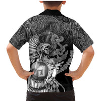 Mexico Aztec Warrior Family Matching Mermaid Dress and Hawaiian Shirt Huitzilopochtli With Aztec Calendar