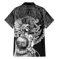 Mexico Aztec Warrior Family Matching Short Sleeve Bodycon Dress and Hawaiian Shirt Huitzilopochtli With Aztec Calendar