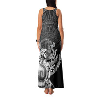 Mexico Aztec Warrior Family Matching Tank Maxi Dress and Hawaiian Shirt Huitzilopochtli With Aztec Calendar
