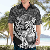 Mexico Aztec Warrior Hawaiian Shirt Huitzilopochtli With Aztec Calendar