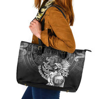 Mexico Aztec Warrior Leather Tote Bag Huitzilopochtli With Aztec Calendar