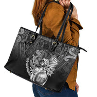 Mexico Aztec Warrior Leather Tote Bag Huitzilopochtli With Aztec Calendar