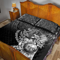 Mexico Aztec Warrior Quilt Bed Set Huitzilopochtli With Aztec Calendar