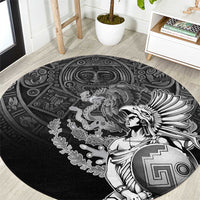 Mexico Aztec Warrior Round Carpet Huitzilopochtli With Aztec Calendar