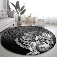 Mexico Aztec Warrior Round Carpet Huitzilopochtli With Aztec Calendar
