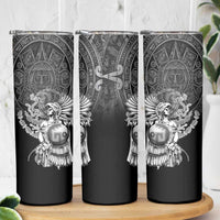 Mexico Aztec Warrior Skinny Tumbler Huitzilopochtli With Aztec Calendar