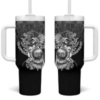 Mexico Aztec Warrior Tumbler With Handle Huitzilopochtli With Aztec Calendar