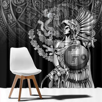 Mexico Aztec Warrior Window Curtain Huitzilopochtli With Aztec Calendar
