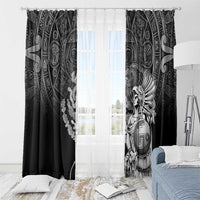 Mexico Aztec Warrior Window Curtain Huitzilopochtli With Aztec Calendar