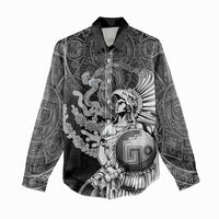 Mexico Aztec Warrior Women Casual Shirt Huitzilopochtli With Aztec Calendar
