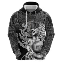 Mexico Aztec Warrior Zip Hoodie Huitzilopochtli With Aztec Calendar