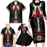 Mexico Cinco de Mayo Family Matching Long Sleeve Bodycon Dress and Hawaiian Shirt Charro Suit Style