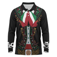 Mexico Cinco de Mayo Long Sleeve Polo Shirt Charro Suit Style