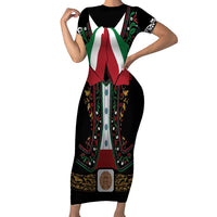 Mexico Cinco de Mayo Short Sleeve Bodycon Dress Charro Suit Style