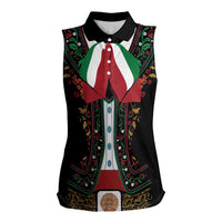 Mexico Cinco de Mayo Women Sleeveless Polo Shirt Charro Suit Style