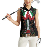 Mexico Cinco de Mayo Women Sleeveless Polo Shirt Charro Suit Style