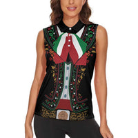 Mexico Cinco de Mayo Women Sleeveless Polo Shirt Charro Suit Style
