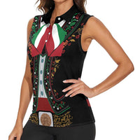 Mexico Cinco de Mayo Women Sleeveless Polo Shirt Charro Suit Style