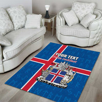 Personalized Iceland Coat of Arms Area Rug Runic Alphabet Viking Runes Pattern