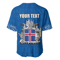 Personalized Iceland Coat of Arms Baseball Jersey Runic Alphabet Viking Runes Pattern
