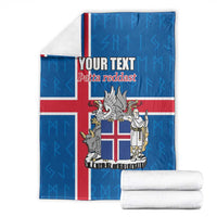 Personalized Iceland Coat of Arms Blanket Runic Alphabet Viking Runes Pattern