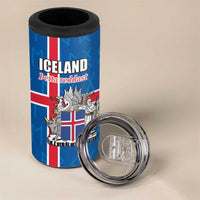 Personalized Iceland Coat of Arms 4 in 1 Can Cooler Tumbler Runic Alphabet Viking Runes Pattern