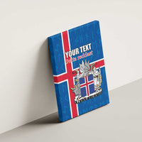 Personalized Iceland Coat of Arms Canvas Wall Art Runic Alphabet Viking Runes Pattern