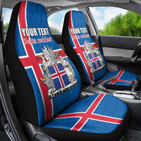 Personalized Iceland Coat of Arms Car Seat Cover Runic Alphabet Viking Runes Pattern