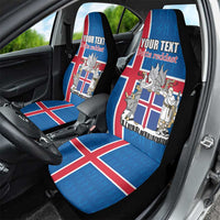 Personalized Iceland Coat of Arms Car Seat Cover Runic Alphabet Viking Runes Pattern