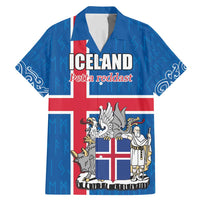 Personalized Iceland Coat of Arms Family Matching Mermaid Dress and Hawaiian Shirt Runic Alphabet Viking Runes Pattern