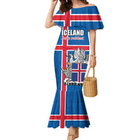 Personalized Iceland Coat of Arms Family Matching Mermaid Dress and Hawaiian Shirt Runic Alphabet Viking Runes Pattern