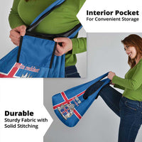 Personalized Iceland Coat of Arms Grocery Bag Runic Alphabet Viking Runes Pattern