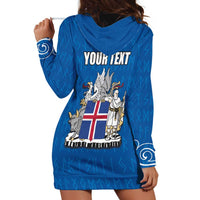 Personalized Iceland Coat of Arms Hoodie Dress Runic Alphabet Viking Runes Pattern