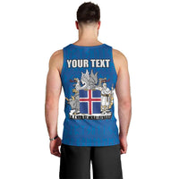 Personalized Iceland Coat of Arms Men Tank Top Runic Alphabet Viking Runes Pattern