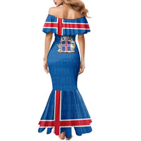 Personalized Iceland Coat of Arms Mermaid Dress Runic Alphabet Viking Runes Pattern