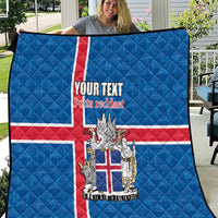 Personalized Iceland Coat of Arms Quilt Runic Alphabet Viking Runes Pattern