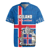 Personalized Iceland Coat of Arms Rugby Jersey Runic Alphabet Viking Runes Pattern