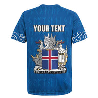 Personalized Iceland Coat of Arms Rugby Jersey Runic Alphabet Viking Runes Pattern