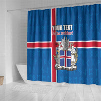 Personalized Iceland Coat of Arms Shower Curtain Runic Alphabet Viking Runes Pattern