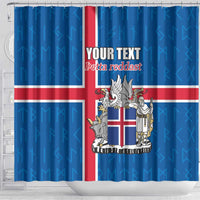Personalized Iceland Coat of Arms Shower Curtain Runic Alphabet Viking Runes Pattern